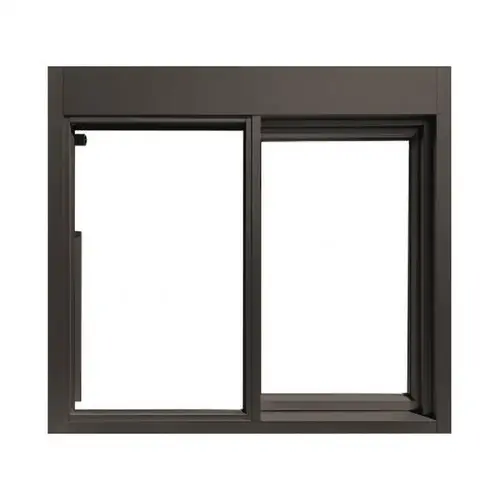 47-1/2" W x 43-1/2" H 275 Single Panel Sliding Transaction Window Manual Open / Self Close Right Dark Bronze Frame