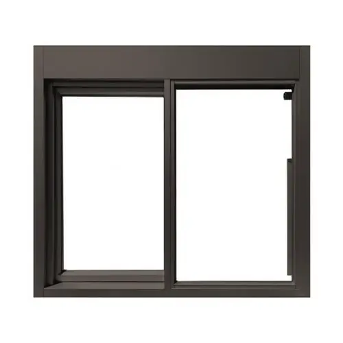 47-1/2" W x 35-3/4" H 275 Single Panel Sliding Transaction Window Manual Open / Self Close Left Dark Bronze Frame