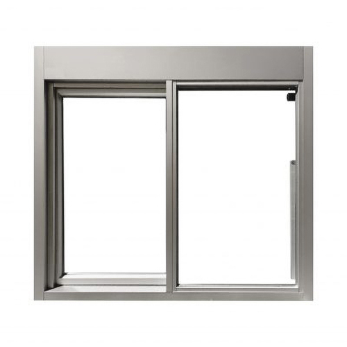 Ready Access 275-4743CL-MOER 47-1/2" W x 43-1/2" H 275 Single Panel Sliding Transaction Window Manual Open / Electronic Release Left Clear Aluminum Frame