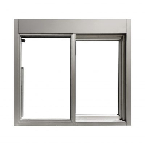 Ready Access 275-3535CR-MOER 35-3/4" W x 35-3/4" H 275 Single Panel Sliding Transaction Window Manual Open / Electronic Release Right Clear Aluminum Frame