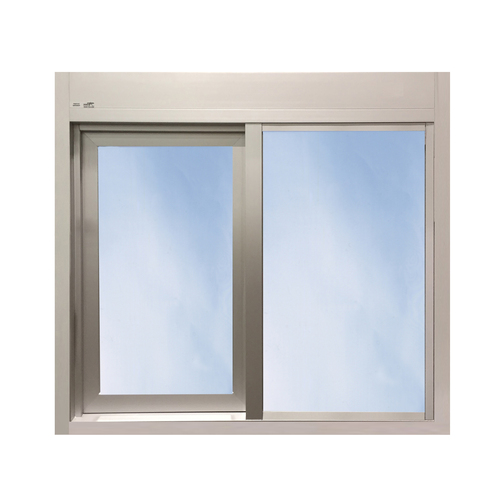 Ready Access 600-4743CL-MOSC 47-1/2" W x 43-1/2" H 600 Single Panel Sliding Transaction Window Manual Open / Self Close Left Clear Aluminum Frame