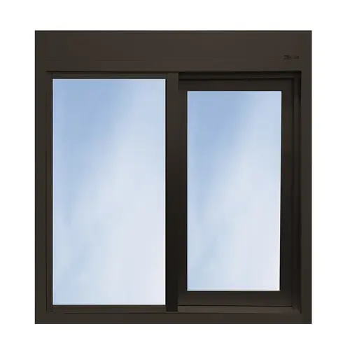 47-1/2" W x 43-1/2" H 600 Single Panel Sliding Transaction Window Manual Open / Electronic Release Right Dark Bronze Frame