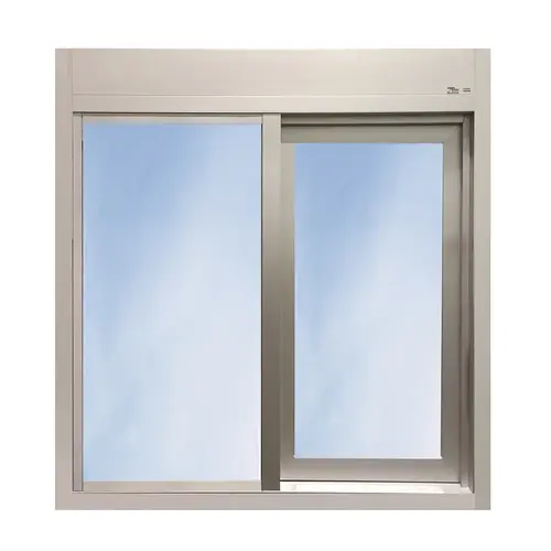 47-1/2" W x 43-1/2" H 600 Single Panel Sliding Transaction Window Fully Automatic Electric Right Clear Aluminum Frame