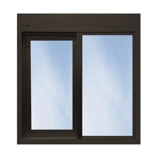 47-1/2" W x 35-3/4" H 600 Single Panel Sliding Transaction Window Manual Open / Electronic Release Left Dark Bronze Frame