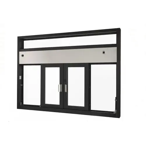 Bi-Parting Transaction Window Dual Opening With Insulated Glass Dark Bronze Anodized