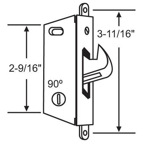 Mortise Lock Square Face 90 Degree with hook out