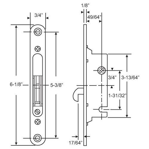 45dg DEADLATCH ASSY WITH SS 5-3/8 HOLE CENTER FACEPLATE PDH178 SS