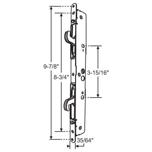 Long Dual Hook Mortise Lock Stainless Steel