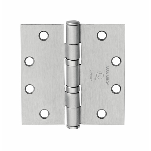 Full Mortise Hinge, 5-Knuckle, Standard Weight, 4" x 4", Square Corner, Satin Chrome