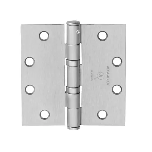 Full Mortise Hinge, 5-Knuckle, Standard Weight, 4" x 4", Square Corner, Non-Removable Pin, Satin Chrome