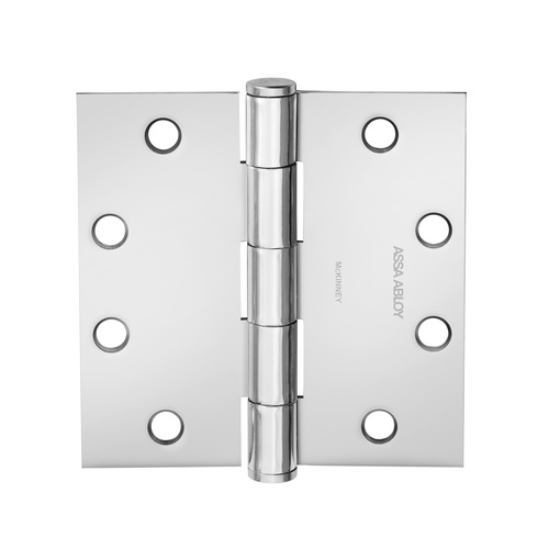 Full Mortise Hinge, 5-Knuckle, Standard Weight, 3-1/2" x 3-1/2", Square Corner, Bright Chrome