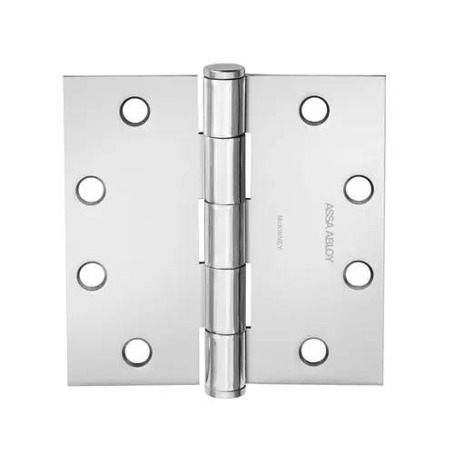 Full Mortise Hinge, 5-Knuckle, Standard Weight, 4-1/2" x 4-1/2", Square Corner, Bright Chrome