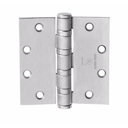 Full Mortise Hinge, 5-Knuckle, Heavy Weight, 5" x 5", Square Corner, Non-Removable Pin, Satin Chrome