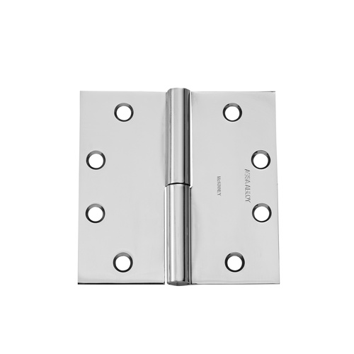 Full Mortise Hinge, 2-Knuckle, Standard Weight, 4-1/2" x 4", Square Corner, Right Hand, Bright Chrome
