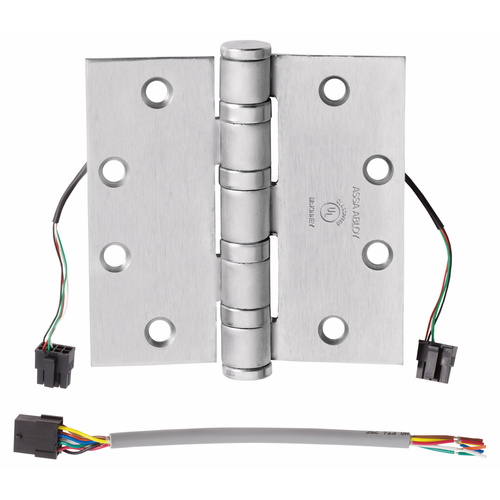 McKinney T4A3786 QC4 5-Knuckle Electrified Hinge US26D Satin Chrome