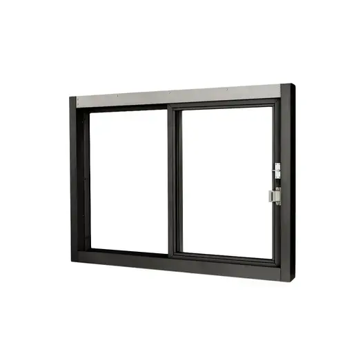 Quikserv SC-4844-9190-BR 47-1/2" x 43-1/2" Self-Closing Side Sliding Transaction Window With Standard Frame Right Hand Slide Dark Bronze Anodized