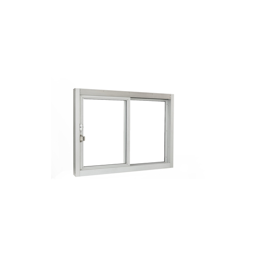 47-1/2" x 43-1/2" Self-Closing Side Sliding Transaction Window With Standard Frame Left Hand Slide Clear Anodized
