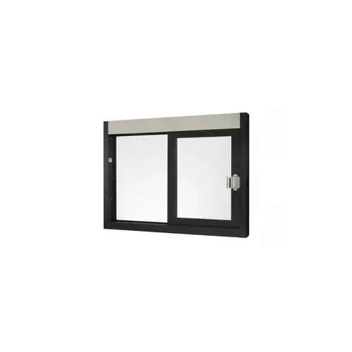 36" x 36" Self-Closing Side Sliding Transaction Window With Standard Frame Right Hand Slide Dark Bronze Anodized