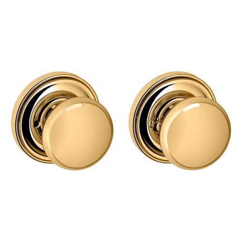 Preconfigured 5000 Knob with 5148 Rose Privacy Lock with 2-3/8" Backset and Full Lip Strike Lifetime Brass Finish