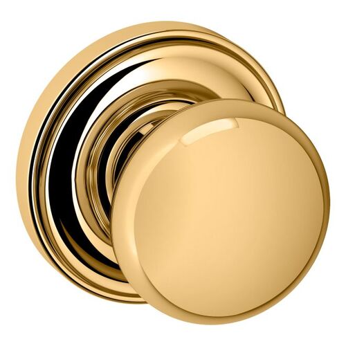 Preconfigured 5000 Knob with 5048 Rose Half Dummy Lock Unlacquered Brass Finish