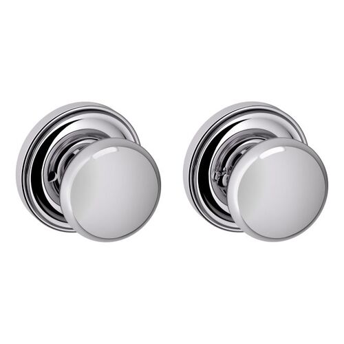 Preconfigured 5000 Knob with 5148 Rose Privacy Lock with 2-3/8" Backset and Full Lip Strike Bright Chrome Finish