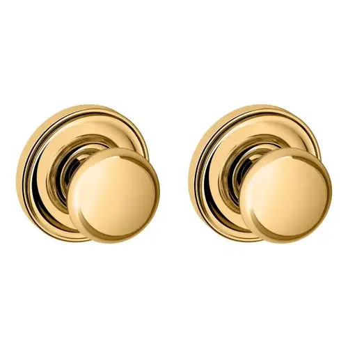 Preconfigured 5030 Knob with 5048 Rose Passage Lock with 2-3/8" Backset and Full Lip Strike Unlacquered Brass Finish