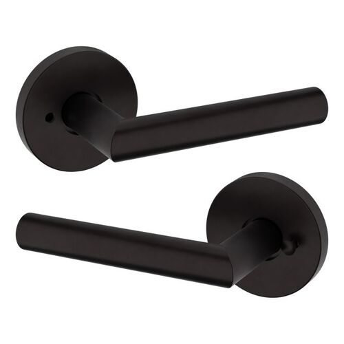 Preconfigured 5173 Lever with 5146 Rose Privacy Lock with 2-3/8" Backset and Full Lip Strike Oil Rubbed Bronze Finish