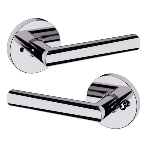 Preconfigured 5173 Lever with 5146 Rose Privacy Lock with 2-3/8" Backset and Full Lip Strike Bright Chrome Finish