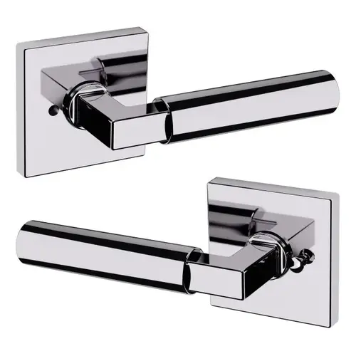 Preconfigured L029 Lever with R017 Rose Privacy Lock with 2-3/8" Backset and Full Lip Strike Bright Chrome Finish