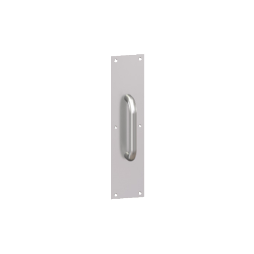 Hager 161046 35D 3" x 12" Square Push Plate with 5-1/2" Center to Center 5D 5/8" Round Pull Bright Stainless Steel Finish
