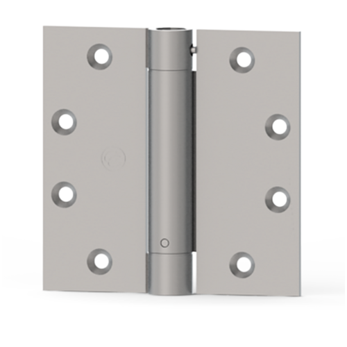 EC 4-1/2" x 4-1/2" Full Mortise Standard Weight Spring Square Corner Hinge Satin Brass Finish