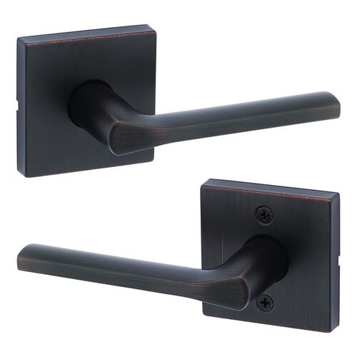 Lisbon Lever with Square Rose Passage Door Lock with 6AL Latch and RCS Strike Venetian Bronze Finish