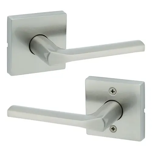 Lisbon Lever with Square Rose Passage Door Lock with 6AL Latch and RCS Strike Satin Nickel Finish