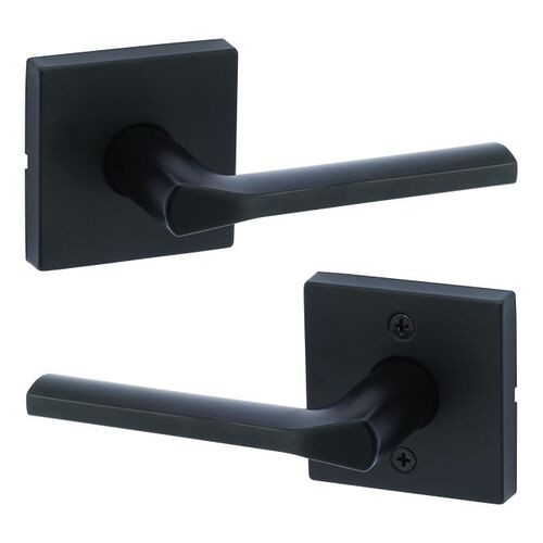 Lisbon Lever with Square Rose Passage Door Lock with 6AL Latch and RCS Strike Iron Black Finish