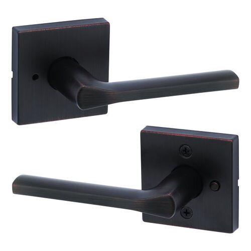 Lisbon Lever with Square Rose Privacy Door Lock with 6AL Latch and RCS Strike Venetian Bronze Finish