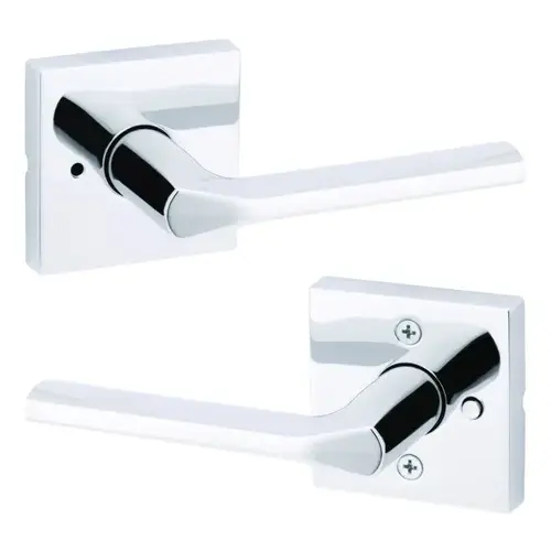 Lisbon Lever with Square Rose Privacy Door Lock with 6AL Latch and RCS Strike Bright Chrome Finish