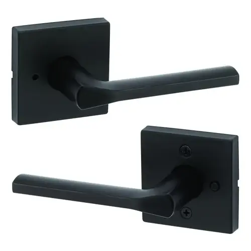 Lisbon Lever with Square Rose Privacy Door Lock with 6AL Latch and RCS Strike Iron Black Finish