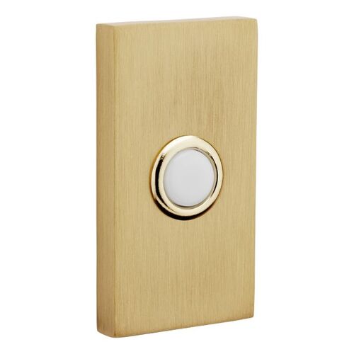 Contemporary Bell Button Satin Brass and Brown Finish