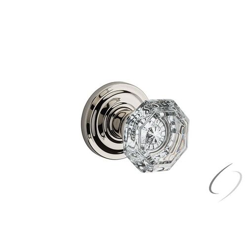 Passage Crystal Knob with Traditional Round Rose with 6AL Latch and Dual Strike Lifetime Bright Nickel Finish - 141 Finish Replaced by 055 *