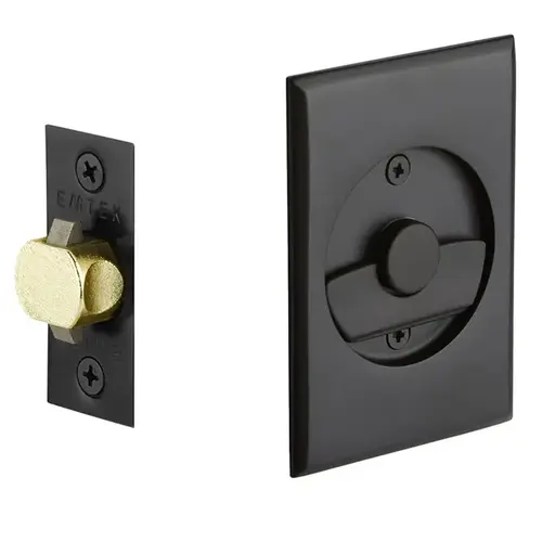 Rectangular Privacy Pocket Door Tubular Lock with Privacy Strike Plate and Dust Box Flat Black Finish