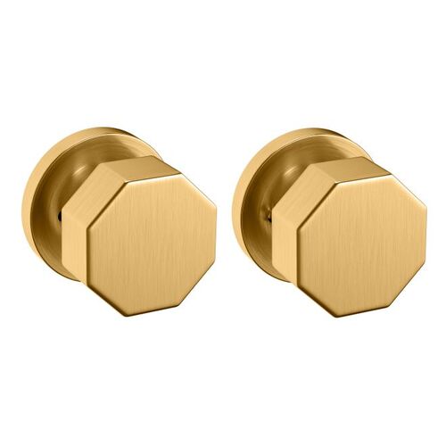 Preconfigured 5073 Knob with 5146 Rose Privacy Lock with 2-3/8" Backset and Full Lip Strike Lifetime Satin Brass Finish