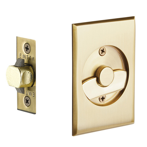 Rectangular Privacy Pocket Door Tubular Lock with Privacy Strike Plate and Dust Box Fench Antique Brass Finish