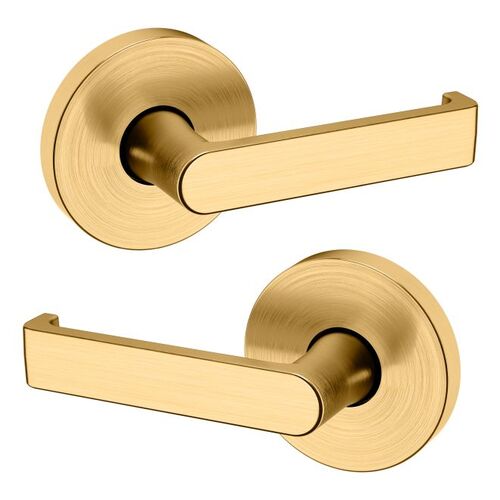 Preconfigured 5105 Lever with 5046 Rose Full Dummy Lock Lifetime Satin Brass Finish