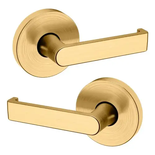 Preconfigured 5105 Lever with 5046 Rose Passage Lock with 2-3/8" Backset and Full Lip Strike Lifetime Satin Brass Finish