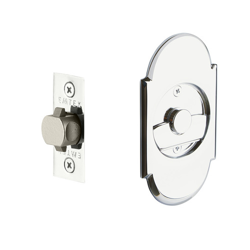 #8 Privacy Pocket Door Tubular Lock with Privacy Strike Plate and Dust Box Polished Chrome Finish