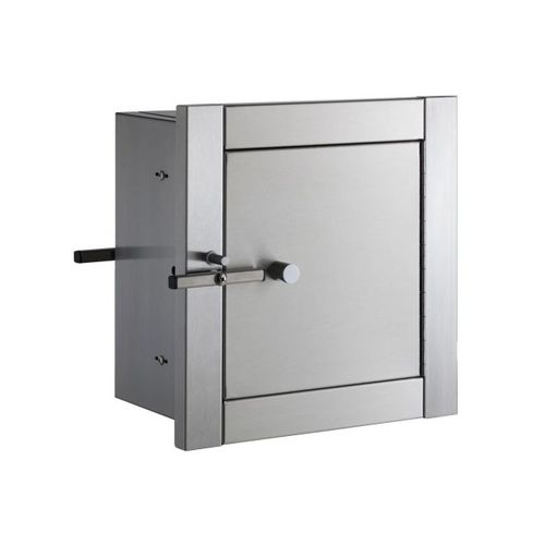 Recessed Heavy Duty Specimen Pass Through Cabinet with 10" Flange Satin Stainless Steel Finish
