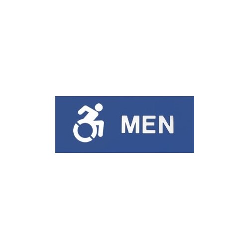 352M MEN with Wheelchair Engraved Plastic Sign, Blue Finish