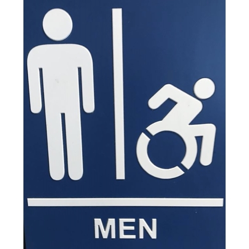 364S 3" x 3" International Handicap Symbol Plastic Sign with Raised Symbol, Bright Brass Finish