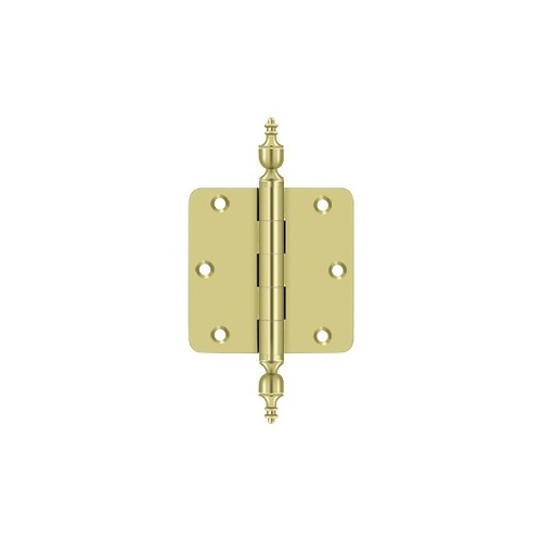 3-1/2"x3-1/2"x1/4" Radius Hinge, Urn Tipped, Solid Brass