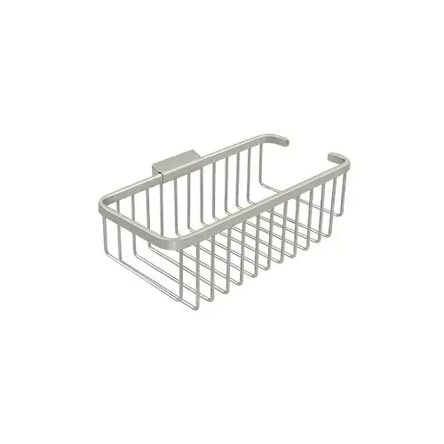 10" Rectangular Wire Basket, w/ Shampoo Shelf, Solid Brass